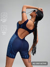 ZASUWA Female Hollow Out Net Snakeskin Print Stripes Stitch Elastic Tight Romper