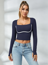 Square Collar with Chest Pads Thumbholes Long Sleeves