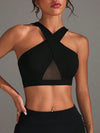 ZASUWA Female Sexy Solid Color Sheer Mesh Cross Tank