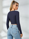 Square Collar with Chest Pads Thumbholes Long Sleeves
