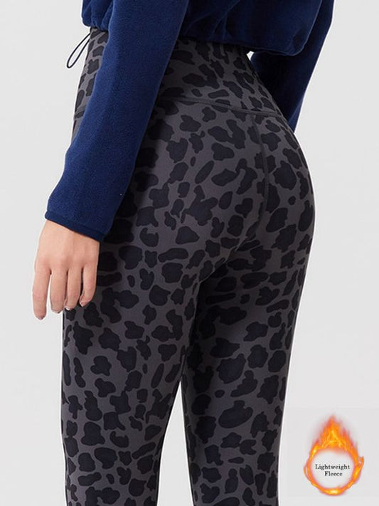 ZASUWA Female Fleece Leopard Print Leggings