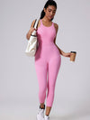 ZASUWA Female V-shaped Cross Back U Collar Backless Hip-lift Jumpsuit