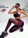 ZASUWA Female Contrast Color Fishnet Cross Back Stripe Print Push Up Design Tracksuit