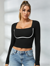 Square Collar with Chest Pads Thumbholes Long Sleeves