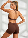 Deep V Collar Backless Scrunch Bum Romper