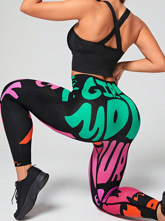 ZASUWA Female Print Quick Dry Push Up Design Color Leggings