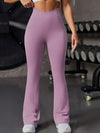 ZASUWA Female Solid Color Stripe High-waisted Flare Pants