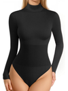 High Neck Fine Ribbed Long-Sleeve Bodysuits