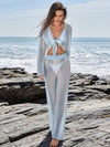 ZASUWA Female Sexy Fishnet Contrast Color Hollow Out 2-Pieces Swimwear Cover-up Without Bikini