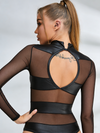 Mesh PU Faux Leather Bodysuits