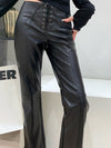 ZASUWA Female Sexy Faux Leather Push Up Design Lace-up Split Leggings
