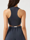ZASUWA Female Solid Color Ribbed Elastic Tight with Chest Pads Tank