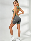 ZASUWA Female Hollow Out Backless Contrast Color Stripes Romper