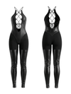 Sexy Faux Leather Cross Jumpsuit