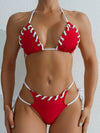 ZASUWA Female Solid Color Lace-up Backless Bikini Set
