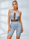 Sexy Fishnet Snake Print Backless Jumpsuits