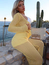 ZASUWA Female Sexy Fishnet 2-Pieces Hollow Out Swimwear Cover-up Without Bikini