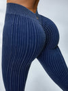 ZASUWA Female V-shaped Waist Ribbed High-waisted Hip-lift Scrunch Bum Leggings