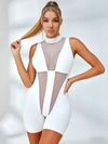 Sexy Mesh Deep V Back Short Romper