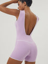 ZASUWA Female Contrast Color V-neck Backless with Chest Pads Romper