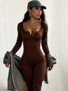 ZASUWA Female Sexy Buttons Elastic Tight Jumpsuit