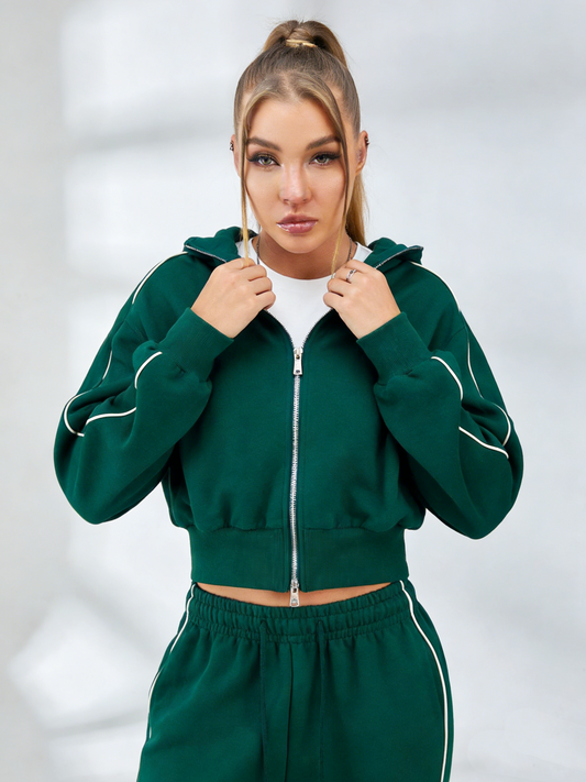 ZASUWA Female Stripes Zipper Pocket Casual Tracksuit