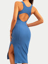 ZASUWA Female Ribbed Yoga Elastic Tight Hollow Out Quick Dry Short Dress