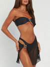 ZASUWA Female Sexy Mesh with Metal Flower 3-pieces Bikini Set
