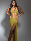ZASUWA Female Shell Pearl Solid Color 3-Pieces Bikini Set