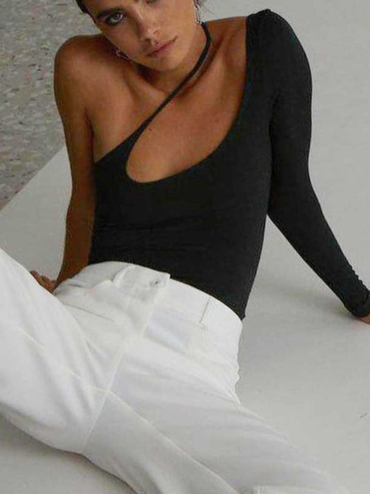 ZASUWA Female Solid Color Tailoring Elastic Tight Long Sleeves