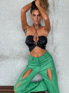 ZASUWA Female Sexy Faux Leather Backless Lace-up Sports Bras