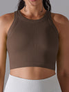 ZASUWA Female Solid Color Ribbed Elastic Tight Round Neck Tank