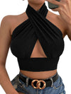 ZASUWA Female Sexy Cross Halter Hollow Out Backless Tanks