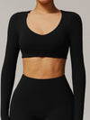 ZASUWA Female Solid Color V-neck Quick Dry Long Sleeves