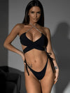 ZASUWA Female Halter Sexy Shining Stripes Bikini Set