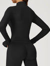 ZASUWA Female Solid Color Stand Up Collar Zipper Thumbholes Jacket