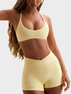 ZASUWA Female I-shaped Adjustable Strap U Collar Quick Dry Backless Short Tracksuit