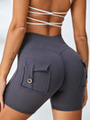 Elastic Hip Lifting Spandex Gym Cargo Booty Shorts