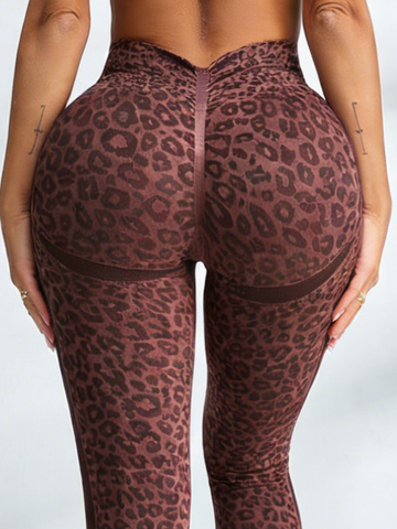 ZASUWA Female Leopard Print Backless Deep V Back Leggings