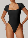 ZASUWA Female Sexy Ribbed Lace Edge Bodysuit
