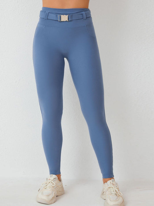 ZASUWA Female High-waisted Adjustable Strap Solid Color Elastic Tight Basic Yoga Leggings