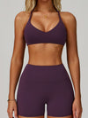ZASUWA Female Cross Back V-neck with Chest Pads Quick Dry Push Up Design Short Tracksuit