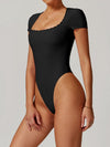 ZASUWA Female Sexy Ribbed Lace Edge Bodysuit