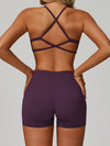 ZASUWA Female Cross Back V-neck with Chest Pads Quick Dry Push Up Design Short Tracksuit
