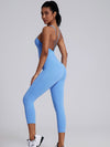 ZASUWA Female V-shaped Cross Back U Collar Backless Hip-lift Jumpsuit