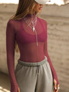 ZASUWA Female Sexy Sheer Mesh Not Including Inner Wear Long Sleeves