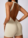 ZASUWA Female Backless Hollow Out V-shaped Waist Scrunch Bum Romper