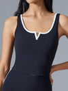 ZASUWA Female V-neck Contrast Color Stripes with Chest Pads High-rise Push Up Design Short Tracksuit