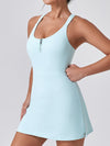 ZASUWA Female U Collar I-shaped Zipper Cross Back Quick-dry Dress