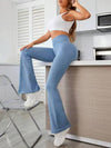 ZASUWA Female Solid Color Stripe High-waisted Flare Pants